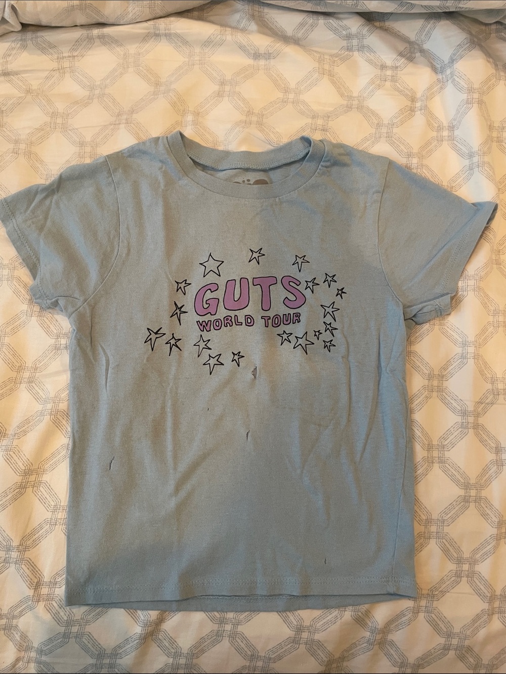 GUTS World Tour Graphic Fitted Baby Tee - Light Blue/Purple